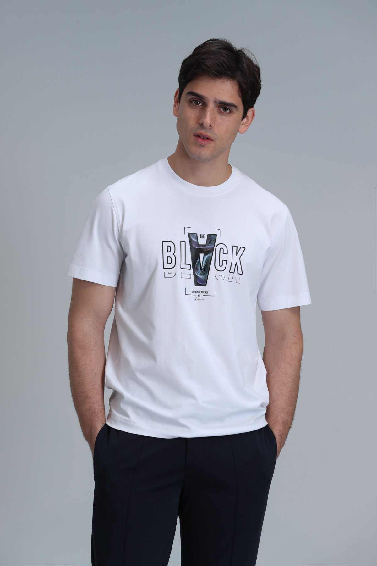 Adrıan Modern Grafik T- Shirt Beyaz - Lufian