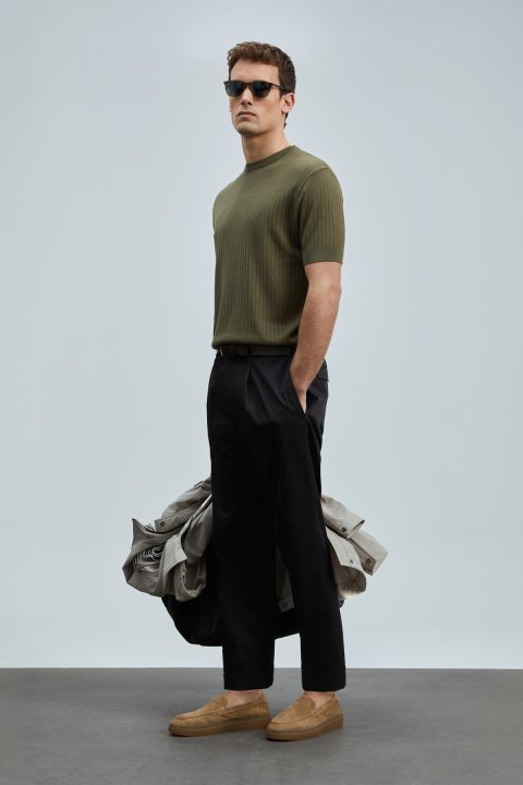 Albert Smart Erkek Chino Pantolon Comfort Pileli Siyah - Lufian (1)