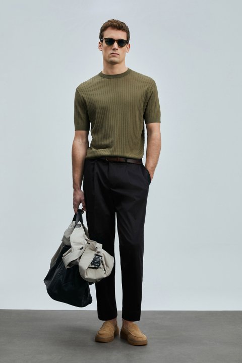 Albert Smart Erkek Chino Pantolon Comfort Pileli Siyah - Lufian