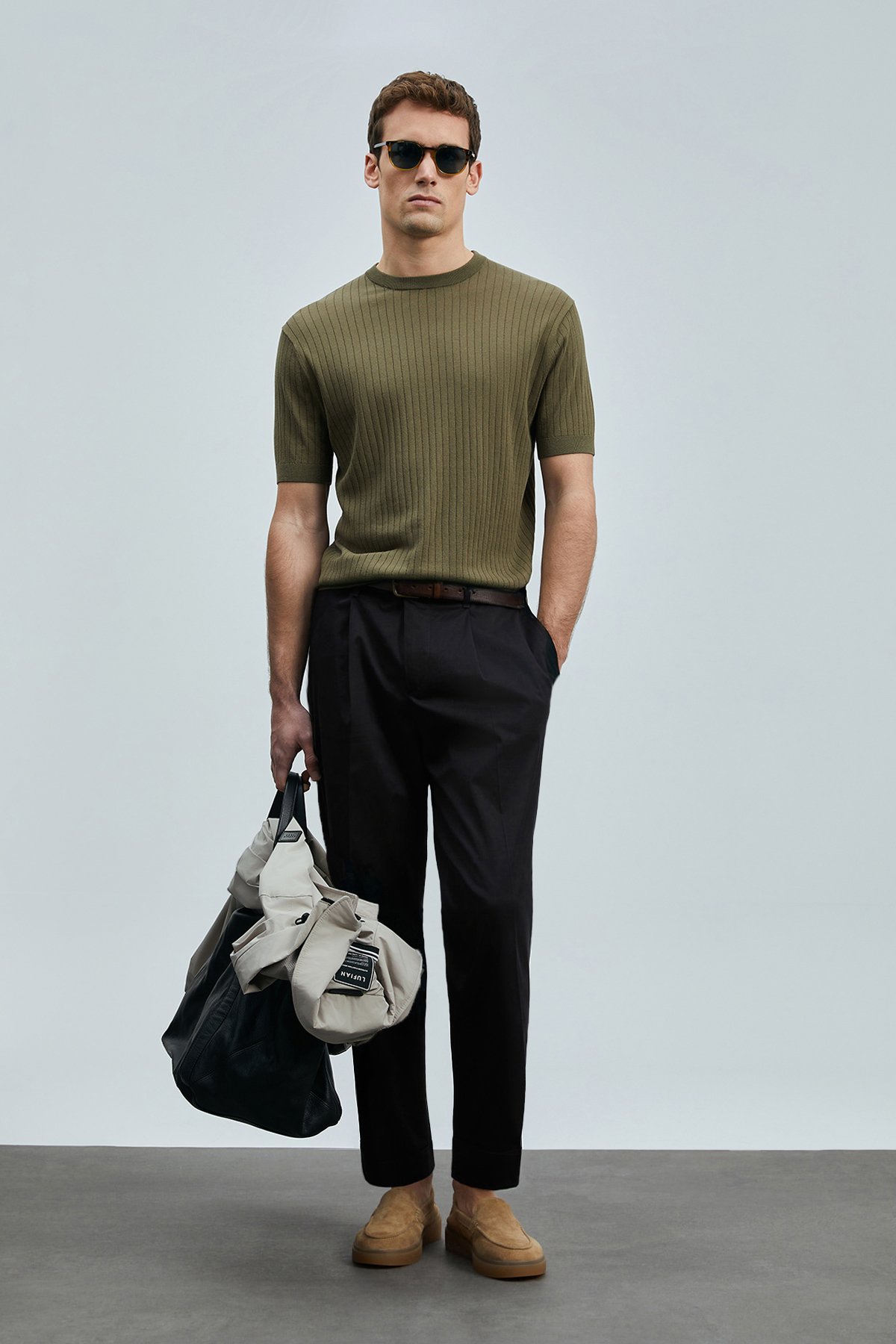 Albert Smart Erkek Chino Pantolon Comfort Pileli Siyah - Lufian