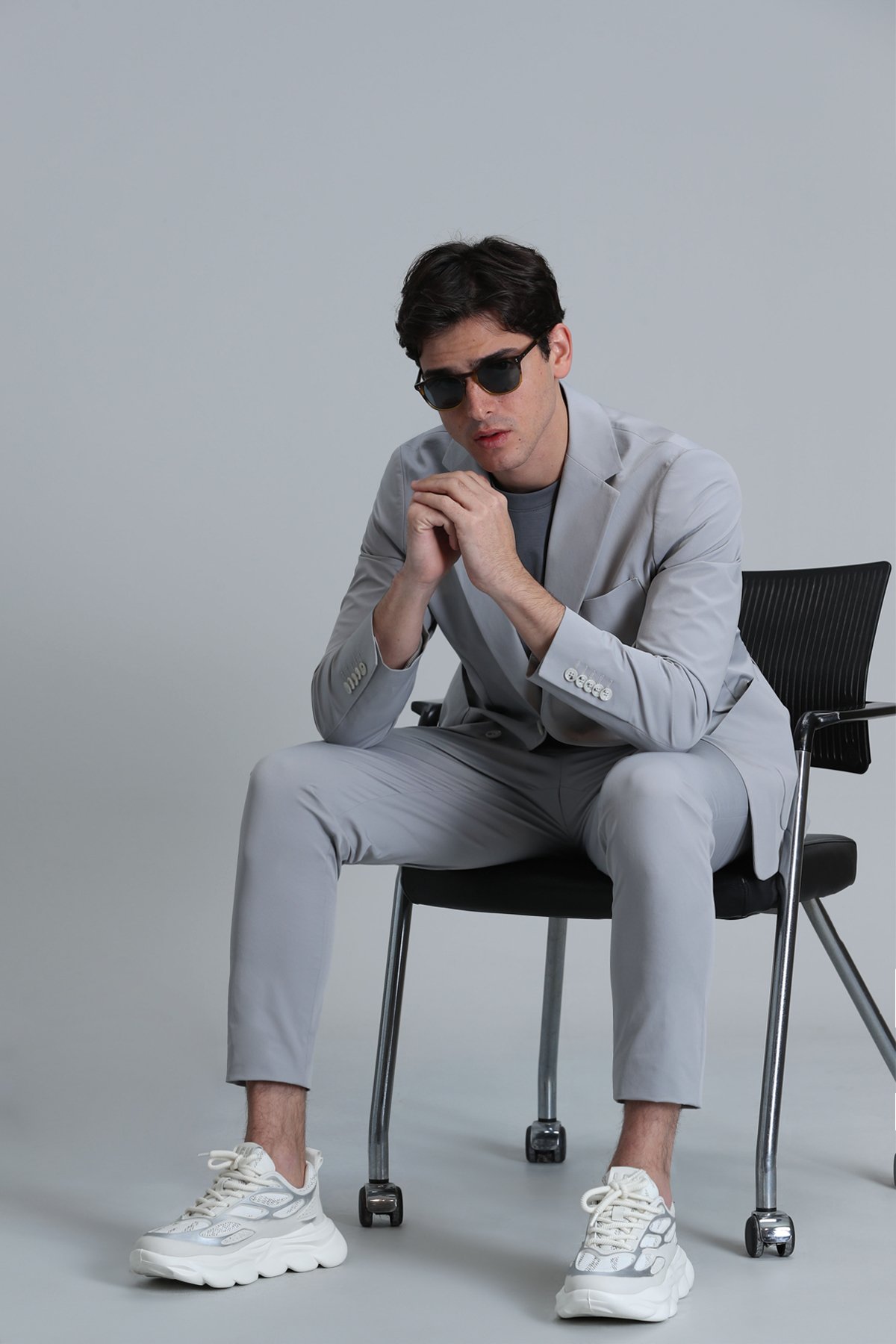 Alex Smart Erkek Chino Pantolon Slim Fit Açık Gri - Lufian