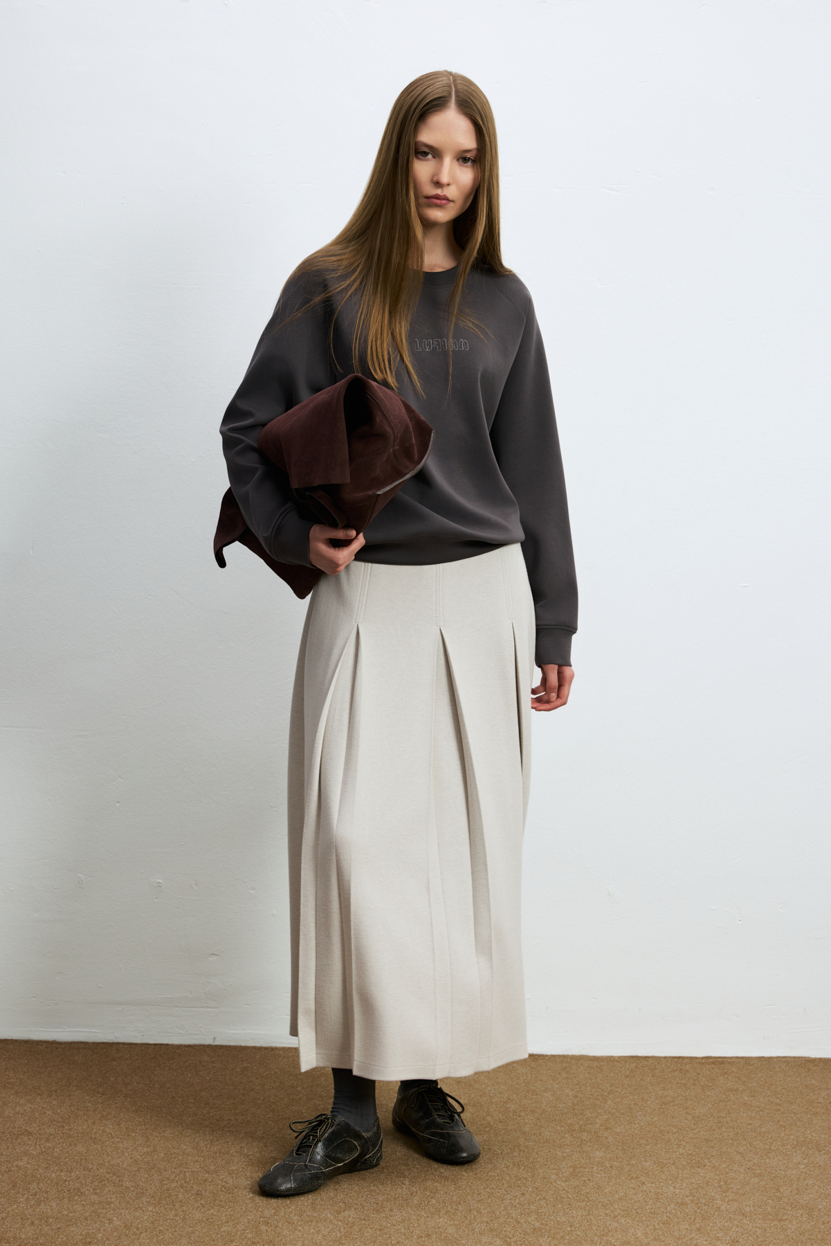 Woman Knitting Sweatsh Brown - LUFIAN