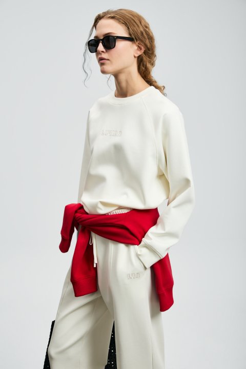 Alıce Kadın Örme Sweatshırt Kırık Beyaz - Lufian