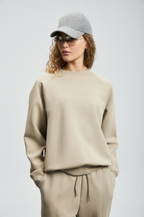 Alıce Women's Knitted Sweatshirt Beige - Lufian