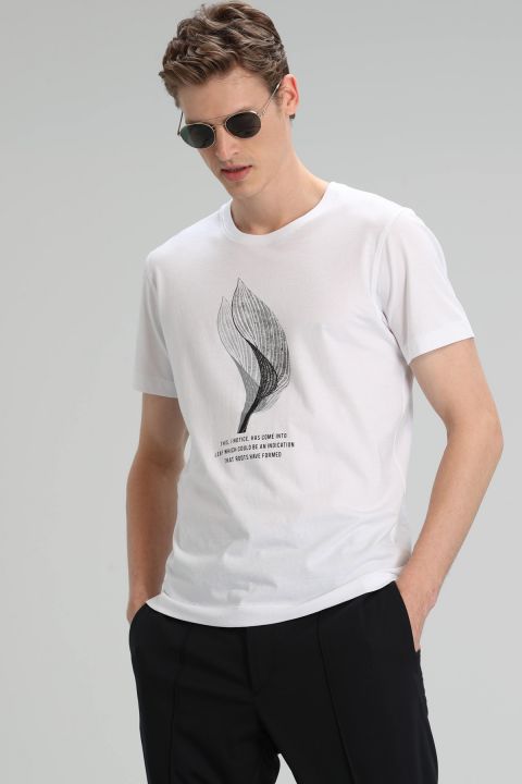 Alper Modern Grafik T- Shirt Beyaz - Lufian