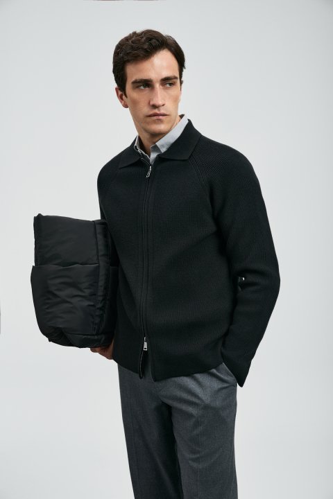 Amber Erkek Hırka Siyah - Lufian