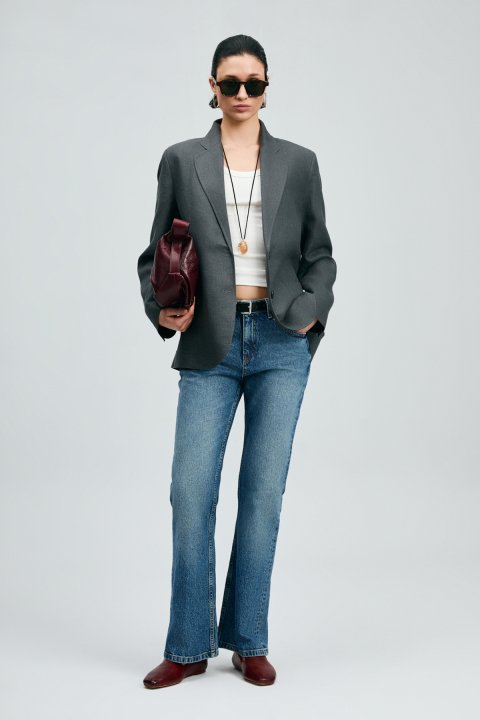 Amber Kadın Denim Bootcut Fıt- Yüksek Bel Mavi - Lufian (1)