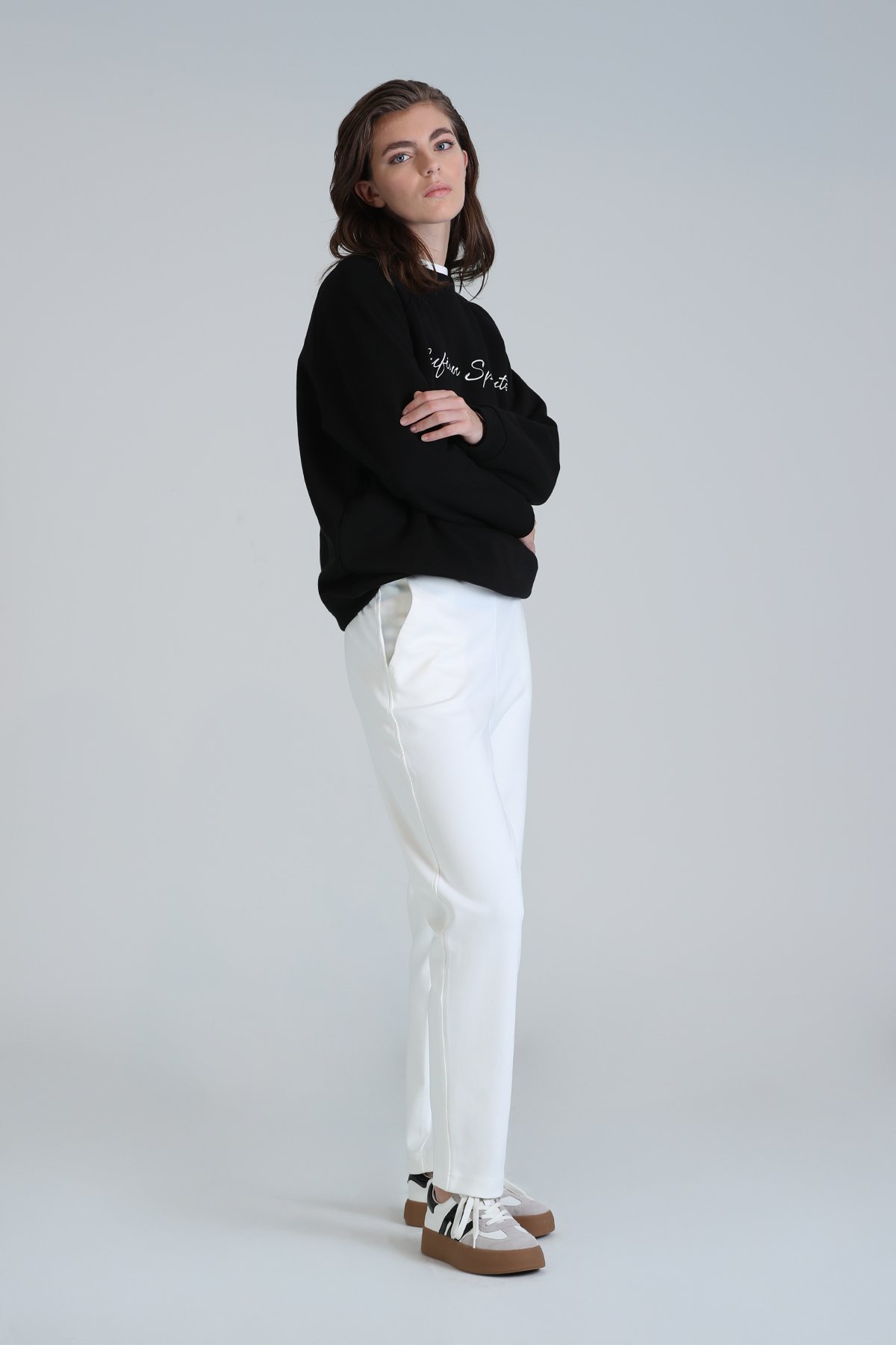 Amber Knitted Women's Sweatpants Off White - LUFIAN