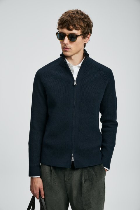 Amber Men's Cardigan Navy Blue - Lufian (1)