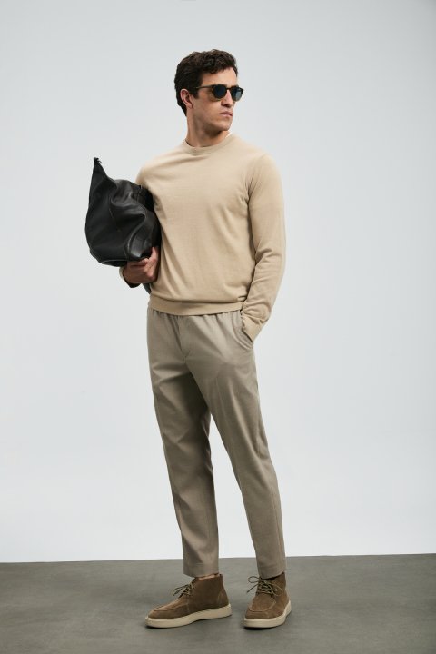 Amber Smart Erkek Chino Pantolon Slim Fit Bej - Lufian