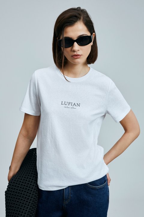 Amy Kadın Pamuklu T- Shırt Beyaz - Lufian