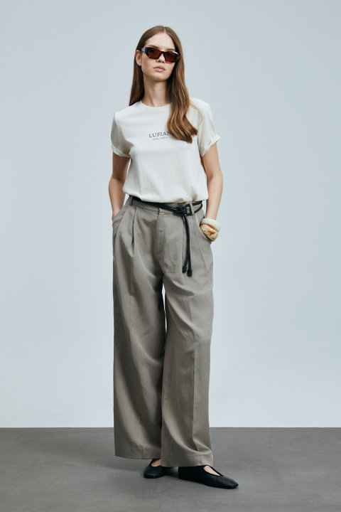 Amy Kadın Pamuklu T- Shırt Kırık Beyaz - Lufian (1)