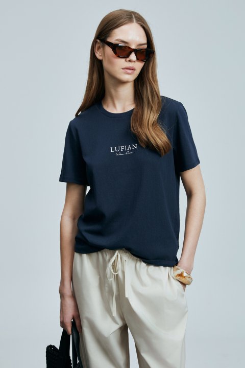 Amy Kadın Pamuklu T- Shırt Lacivert - Lufian