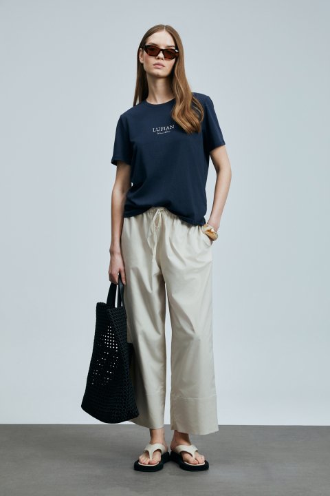 Amy Kadın Pamuklu T- Shırt Lacivert - Lufian (1)