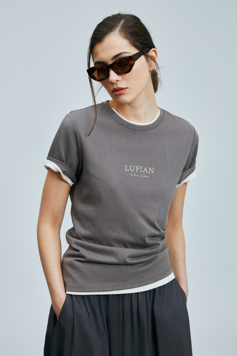 Amy Kadın Pamuklu T- Shırt Vizon - Lufian