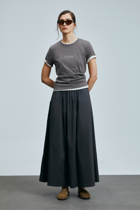 Amy Kadın Pamuklu T- Shırt Vizon - Lufian (1)