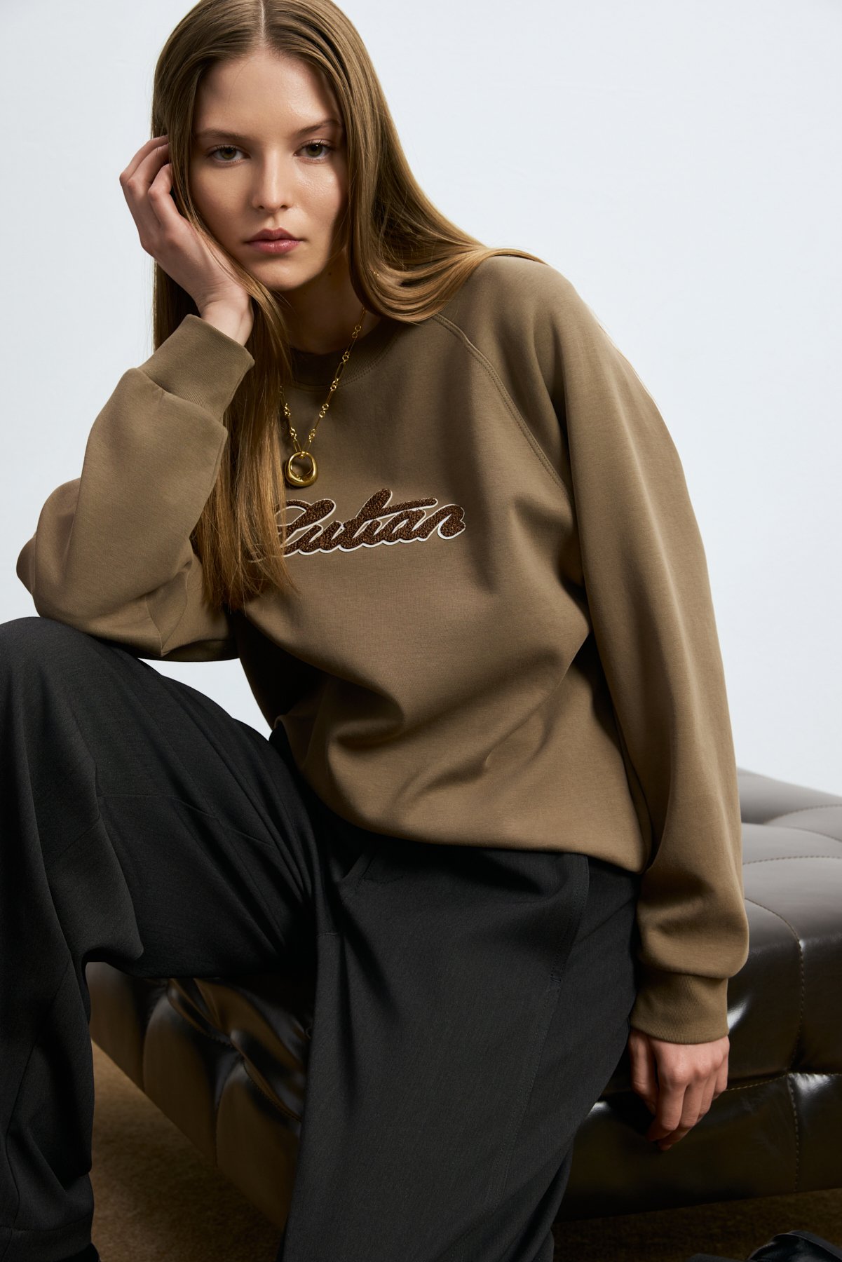 Woman Knitting Sweatsh Camel - LUFIAN