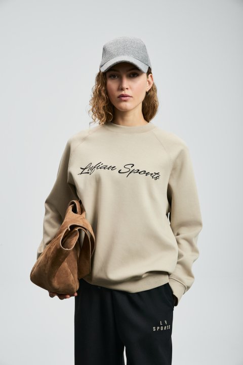 Ander Women's Knitted Sweatshirt Beige - LUFIAN