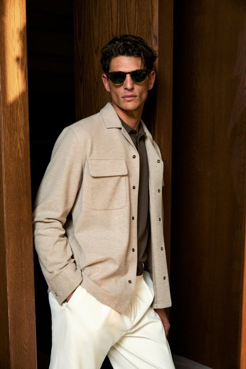 Andre Men's Knitted Jacket Ecru - Lufian