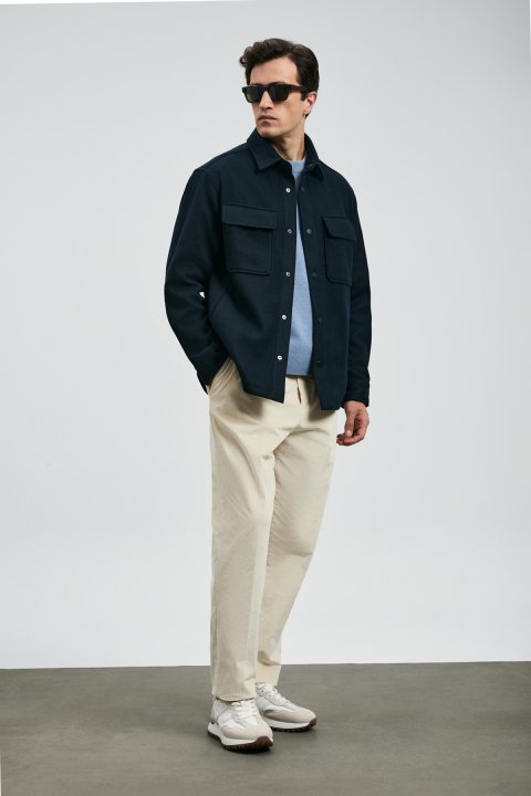 Andre Men's Knitted Jacket Navy Blue - Lufian (1)