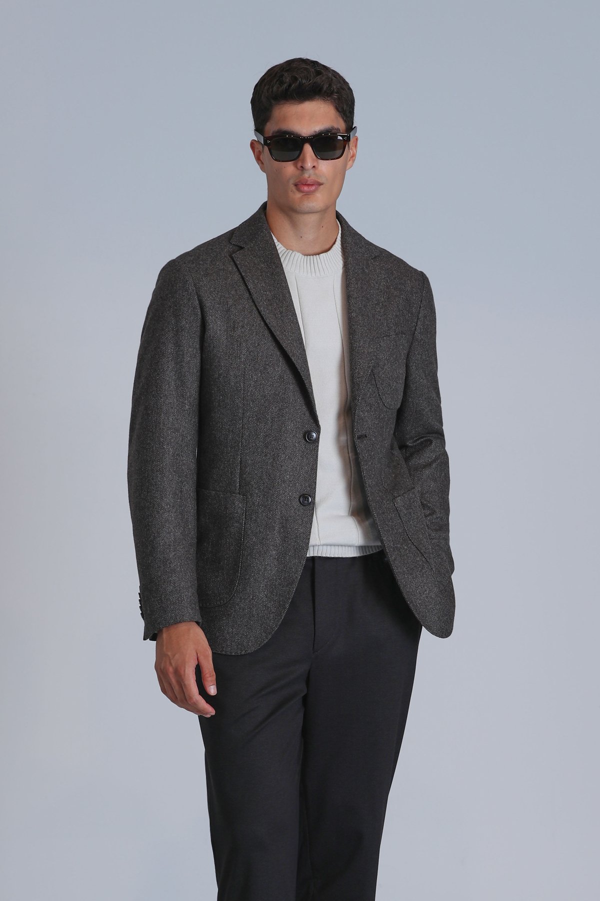 Andre Spor Erkek Blazer Ceket Slim Fit Kahverengi - Lufian