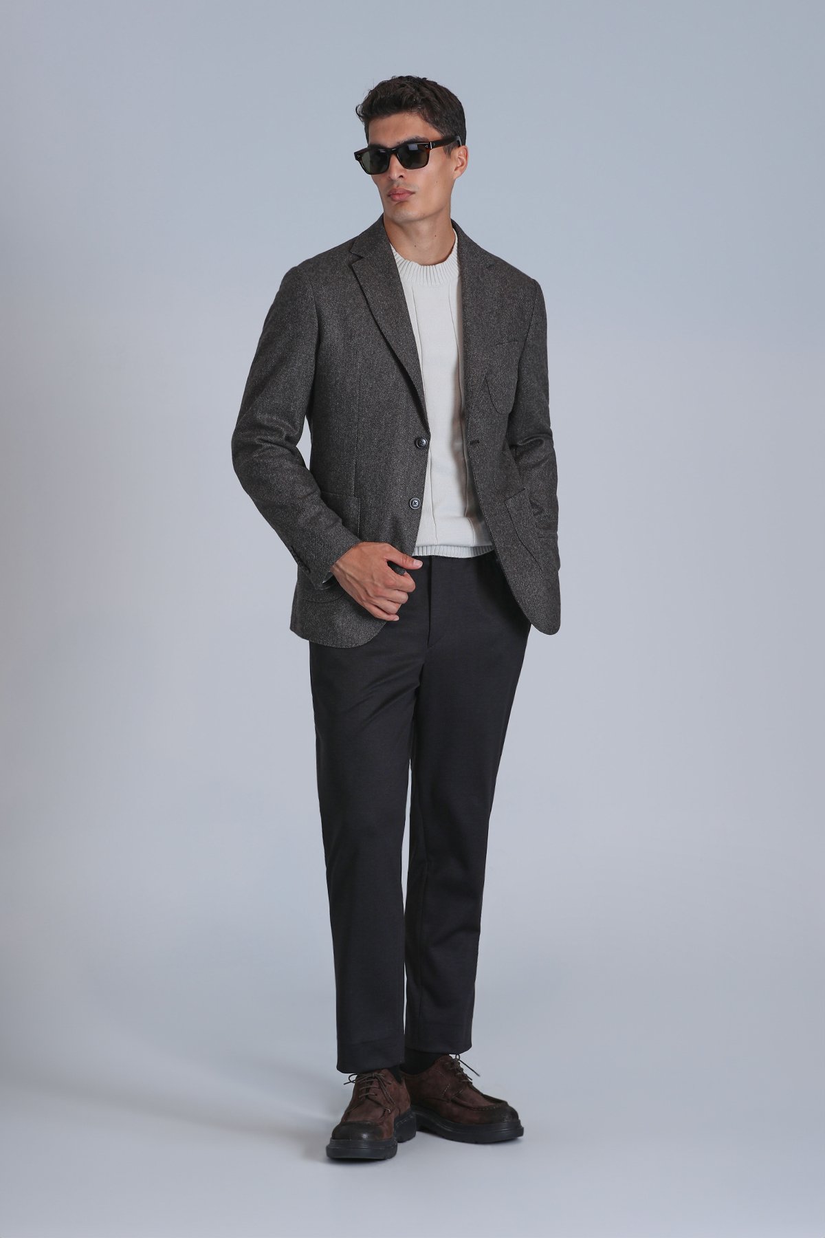 Andre Spor Erkek Blazer Ceket Slim Fit Kahverengi - Lufian (1)