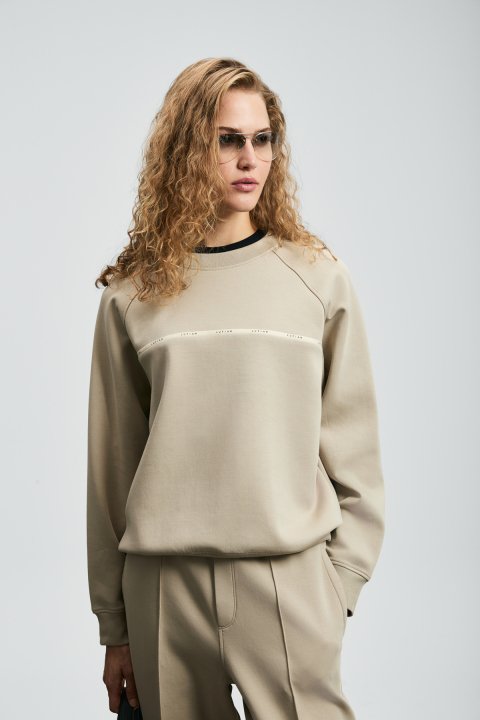 Angelına Women's Knitted Sweatshirt Beige - Lufian