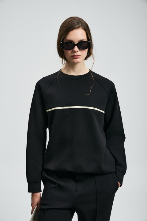 Angelına Women's Knitted Sweatshirt Black - LUFIAN