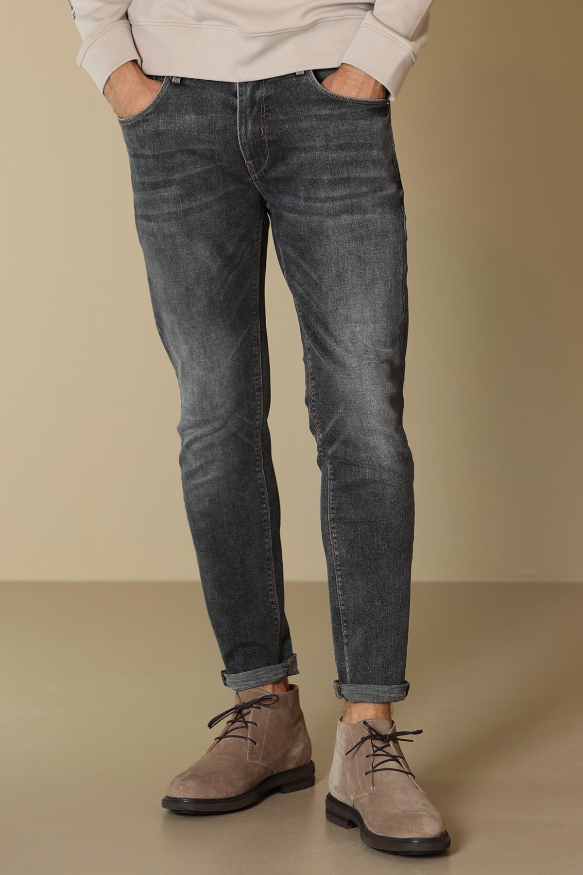 Ante Smart Jean Erkek Pantolon Slim Fit Gri