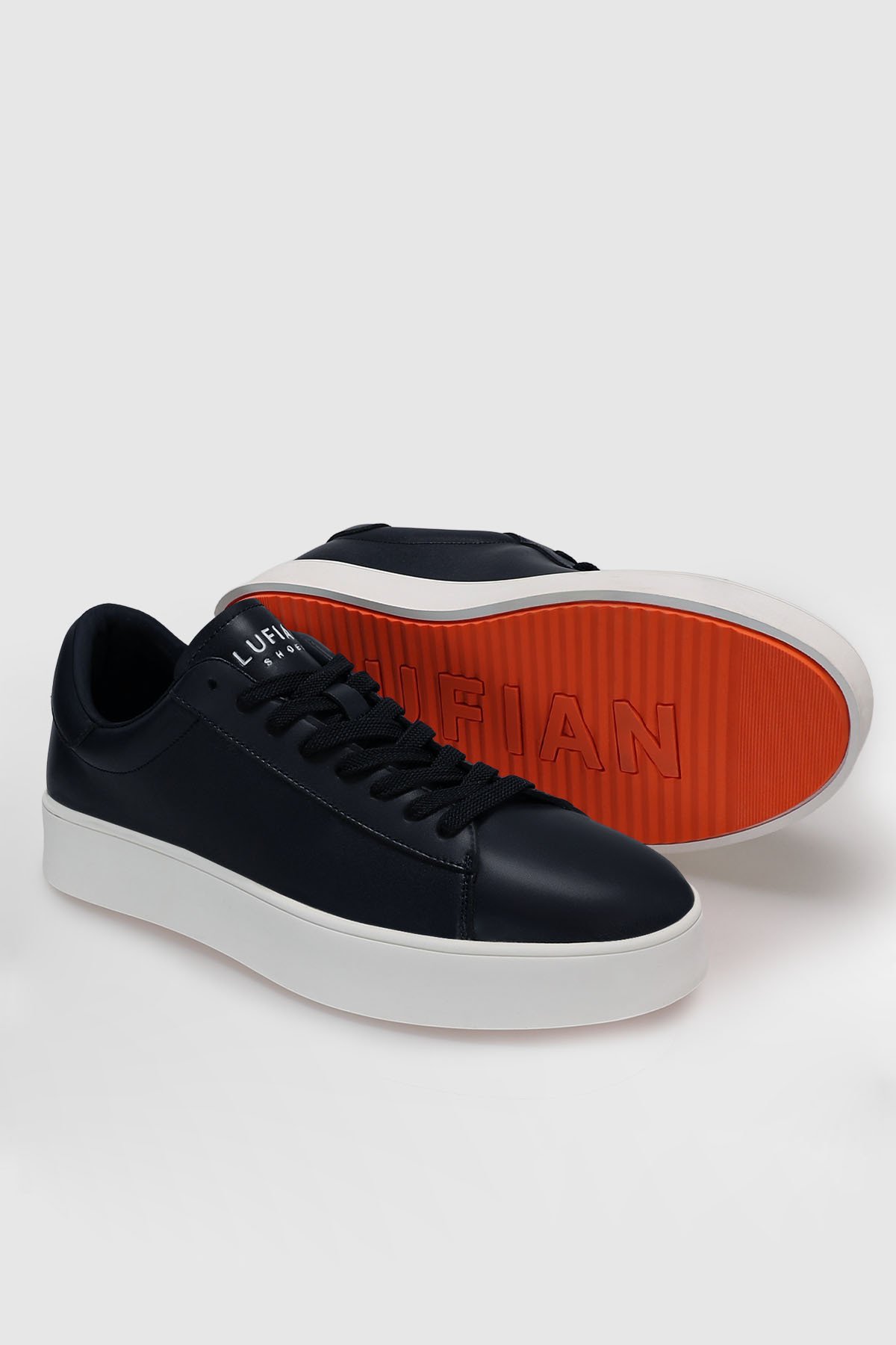 Men's Leather Sneakers Navy - LUFIAN