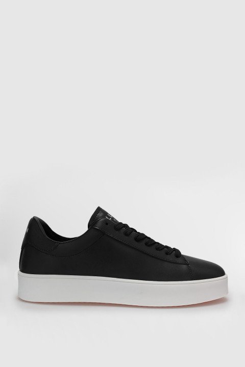 Anton Men's Leather Sneaker Shoes Black - LUFIAN