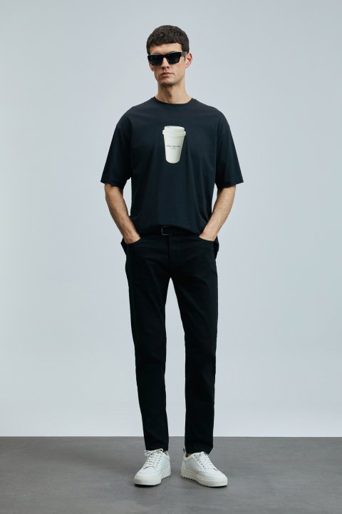 Anton Smart Jean Erkek Pantolon Slim Fit Siyah - Lufian