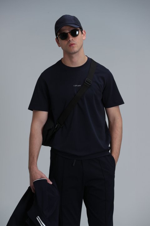 Antony Modern Grafik T- Shirt Lacivert - Lufian