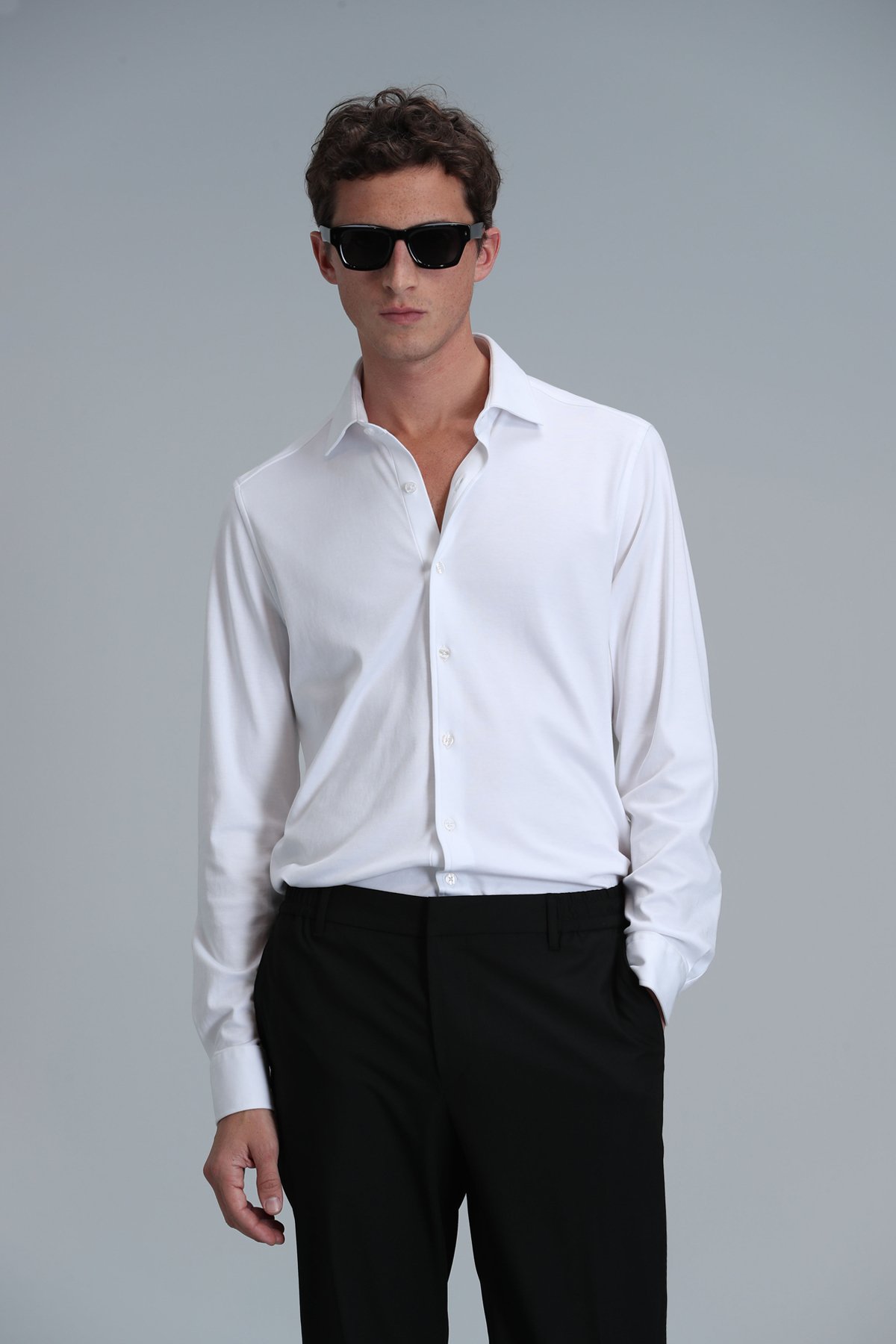 Apel Erkek Basic Gömlek Comfort Fit Beyaz - Lufian