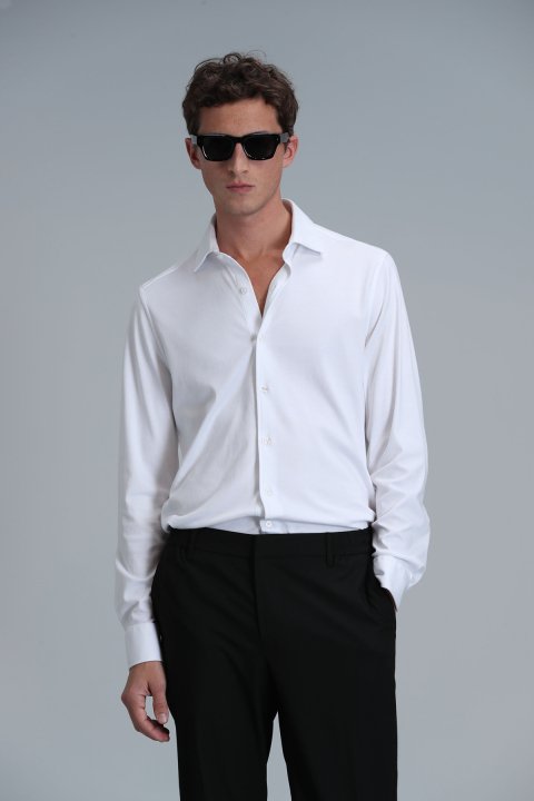 Apel Erkek Basic Gömlek Comfort Fit Beyaz - Lufian