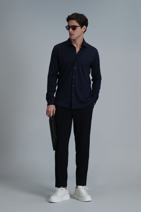 Apel Erkek Basic Gömlek Comfort Fit Lacivert - Lufian (1)