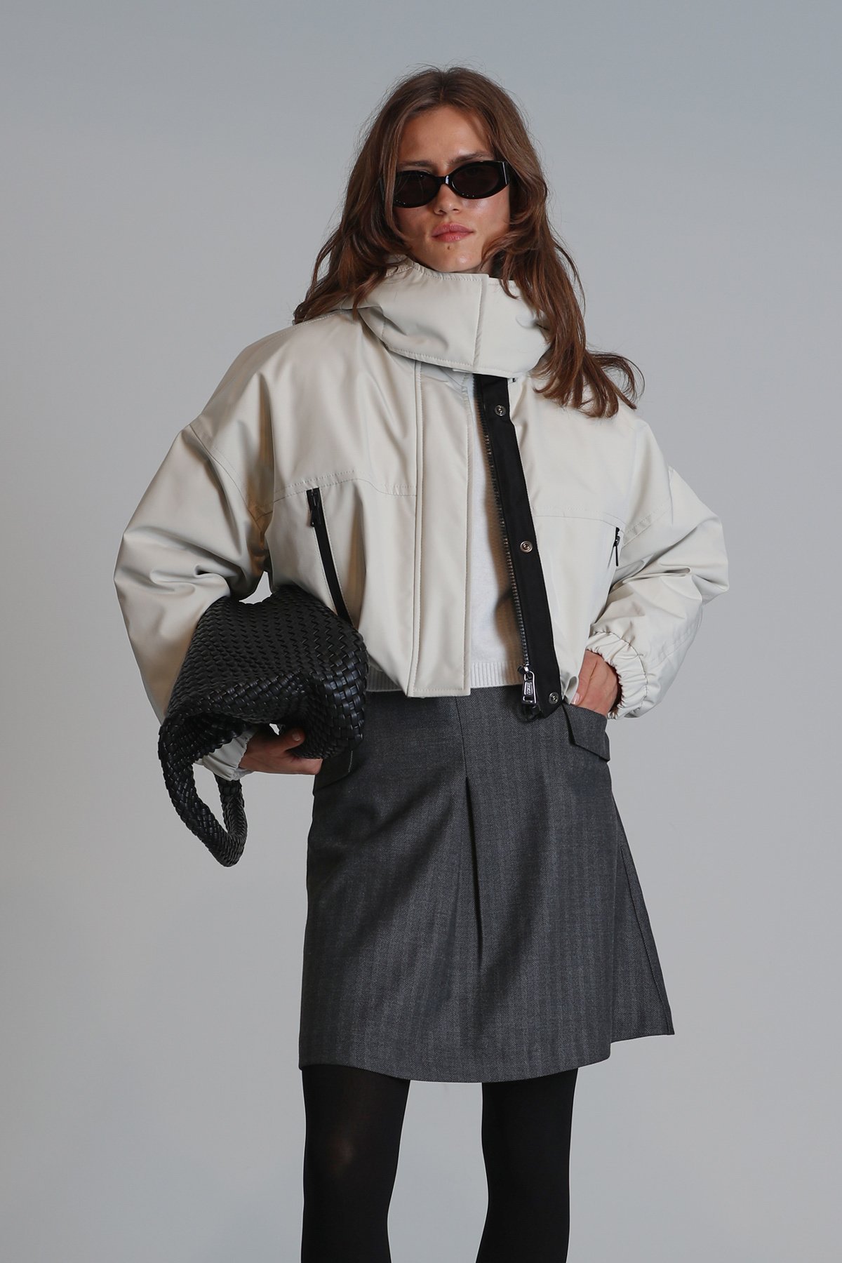 Apot Kaz Tüyü Kadın Mont Krem - Lufian