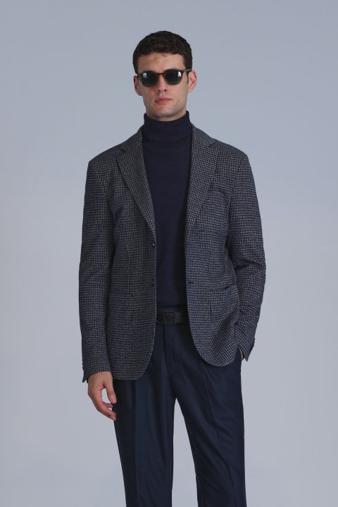 April Spor Erkek Blazer Ceket Slim Fit Lacivert - Lufian