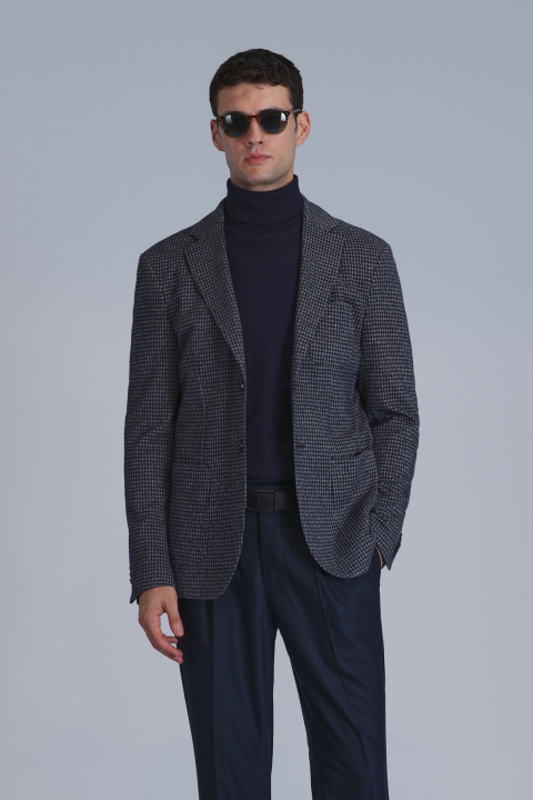 April Spor Erkek Blazer Ceket Slim Fit Lacivert - Lufian