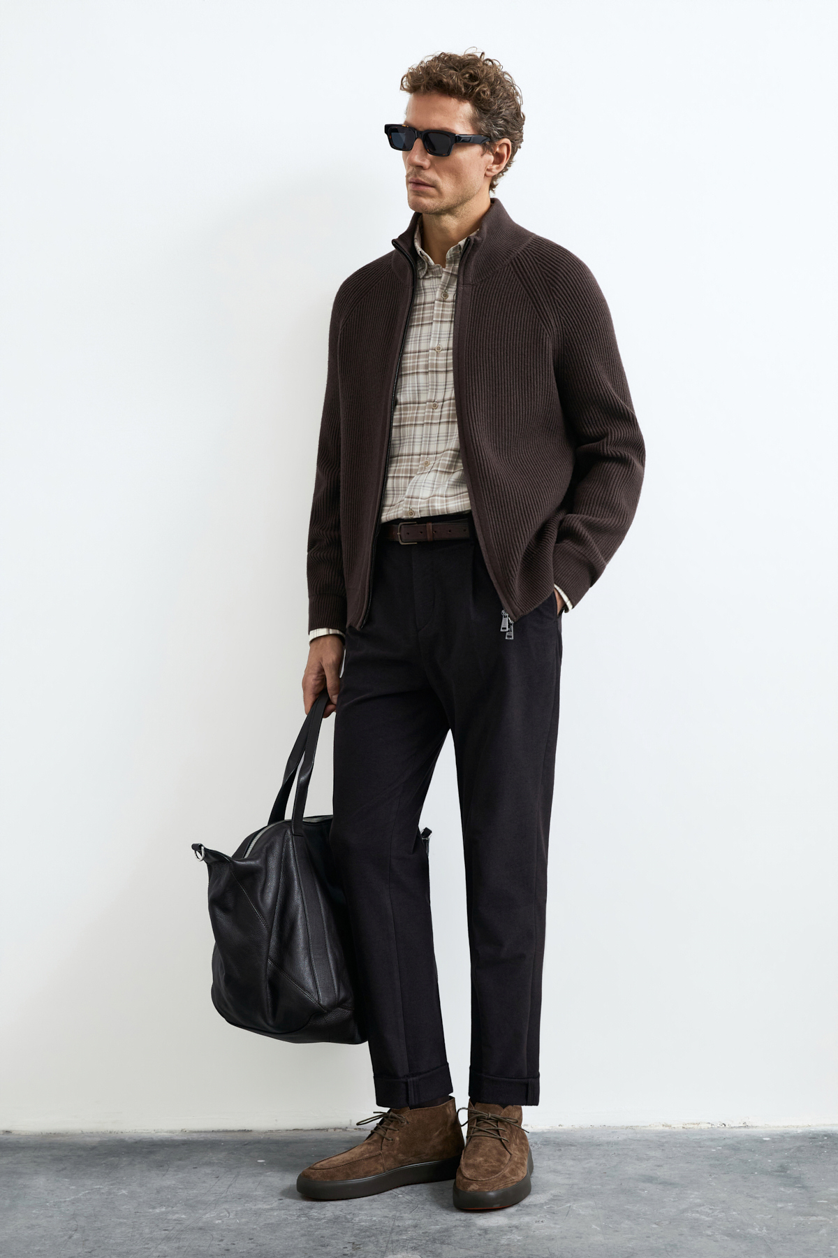 Male Cardigan Brown - LUFIAN