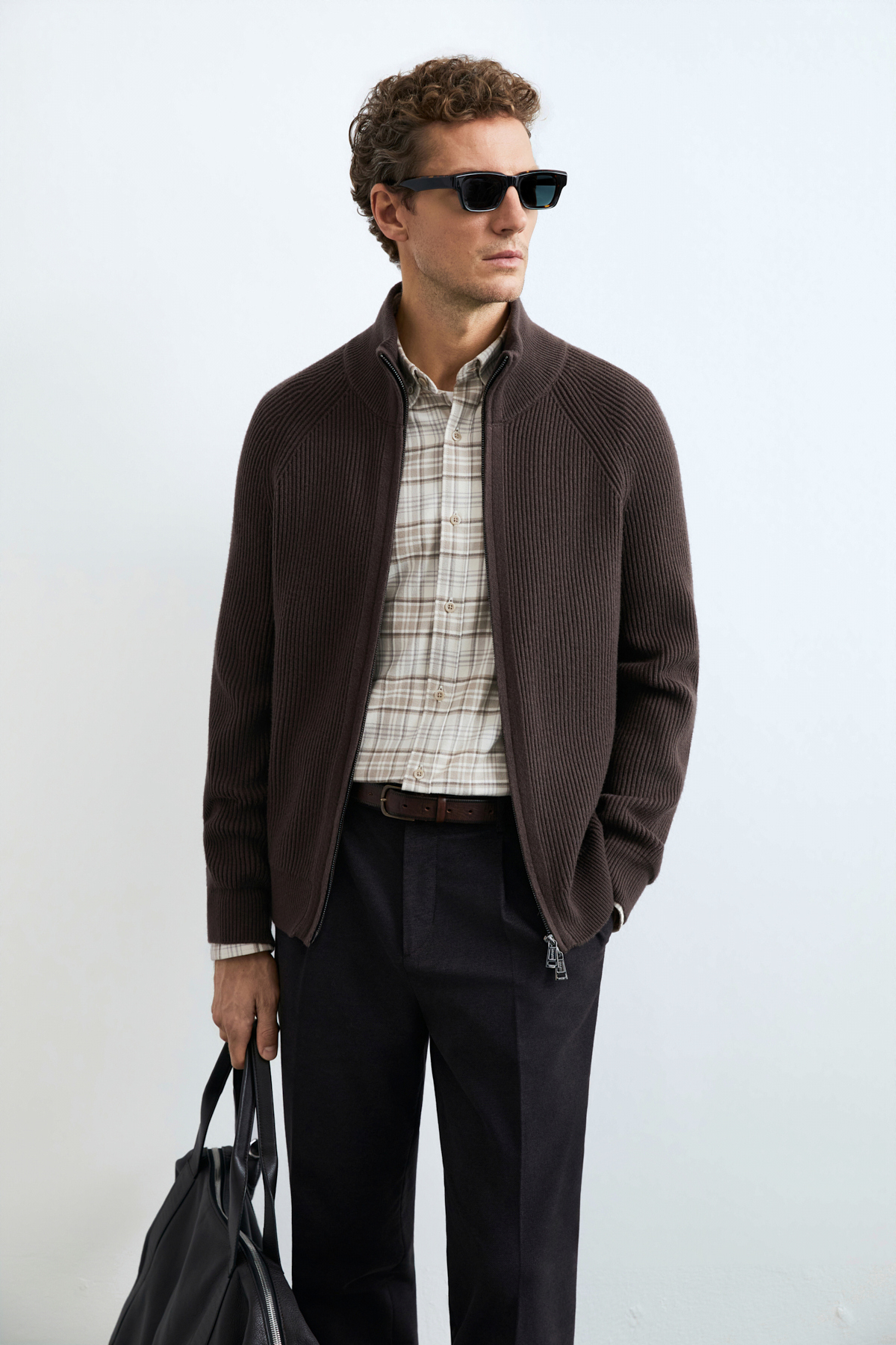 Male Cardigan Brown - LUFIAN