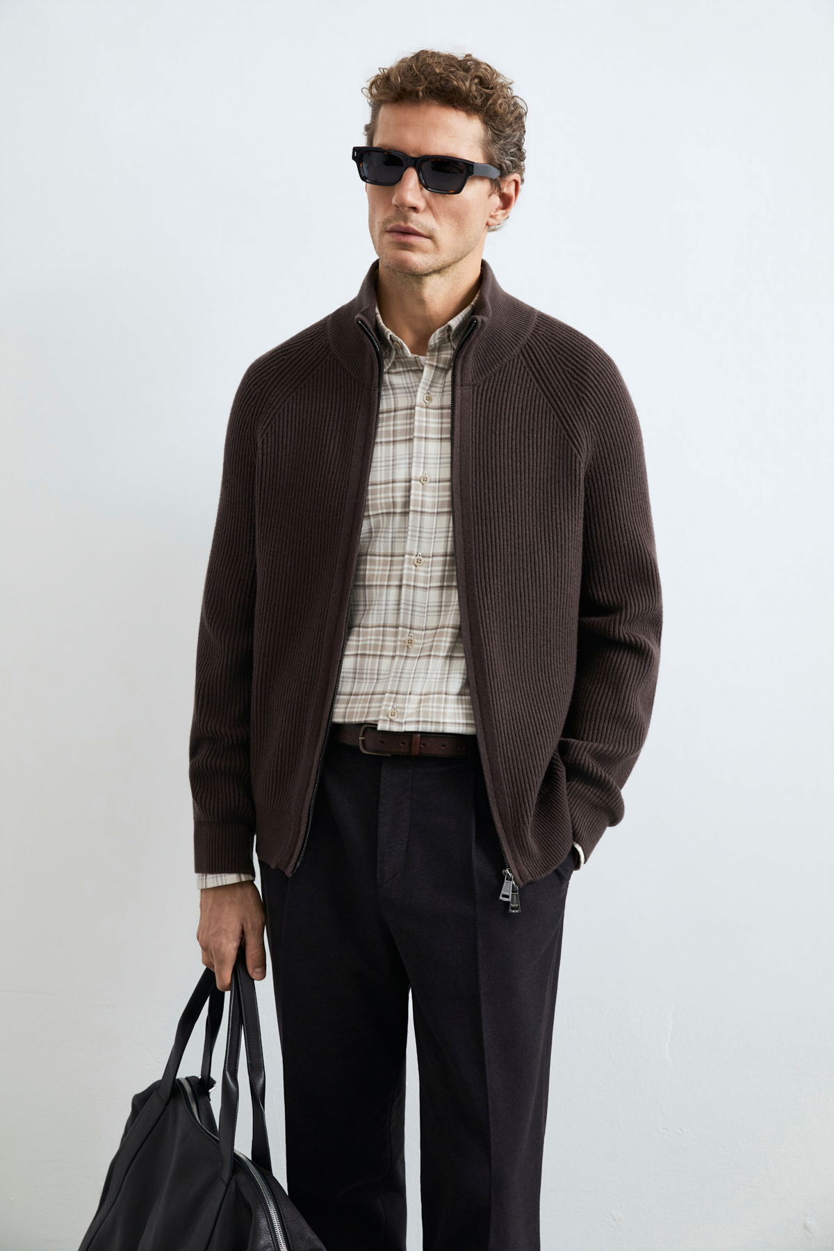 Male Cardigan Brown - LUFIAN