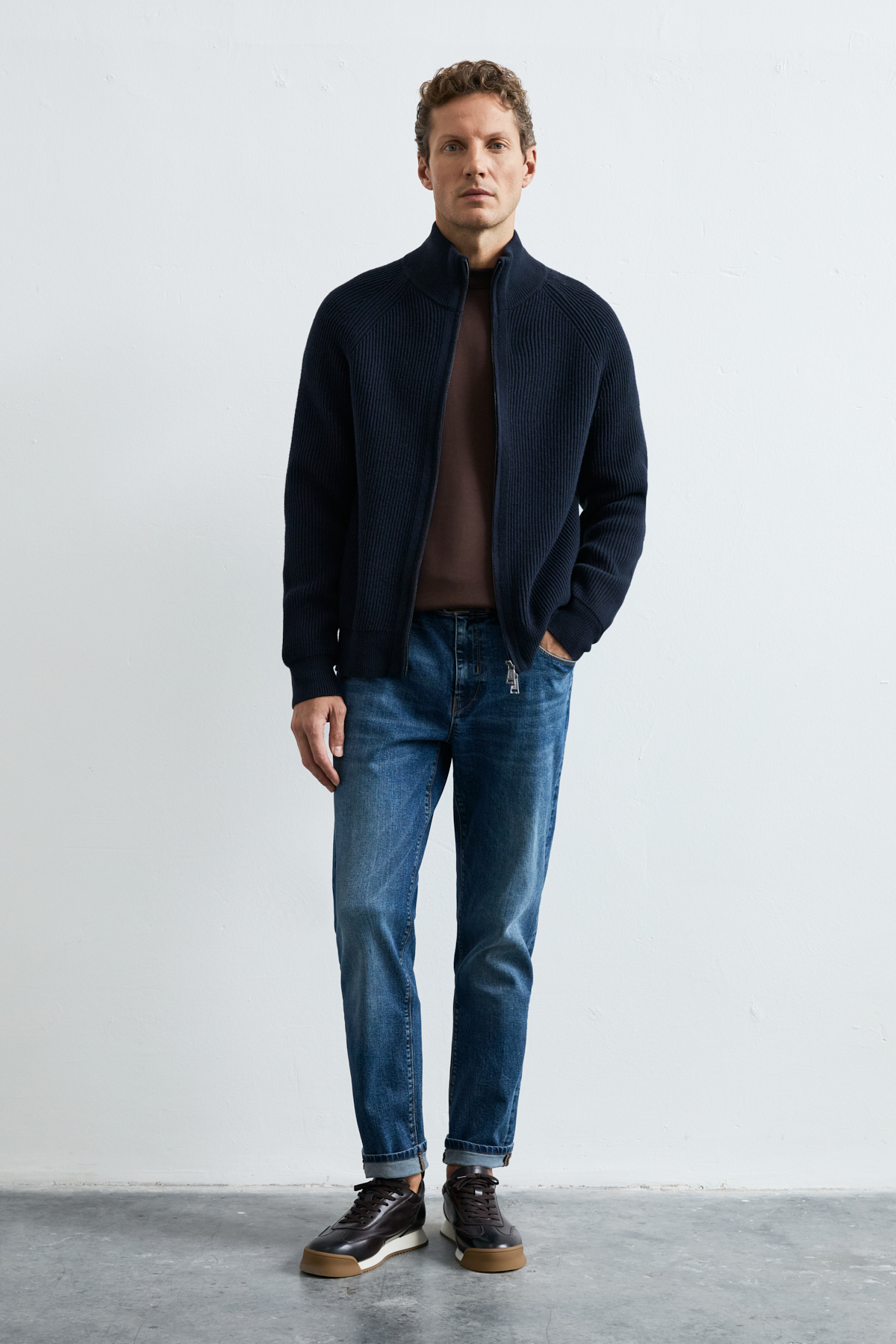 Male Cardigan Navy - LUFIAN