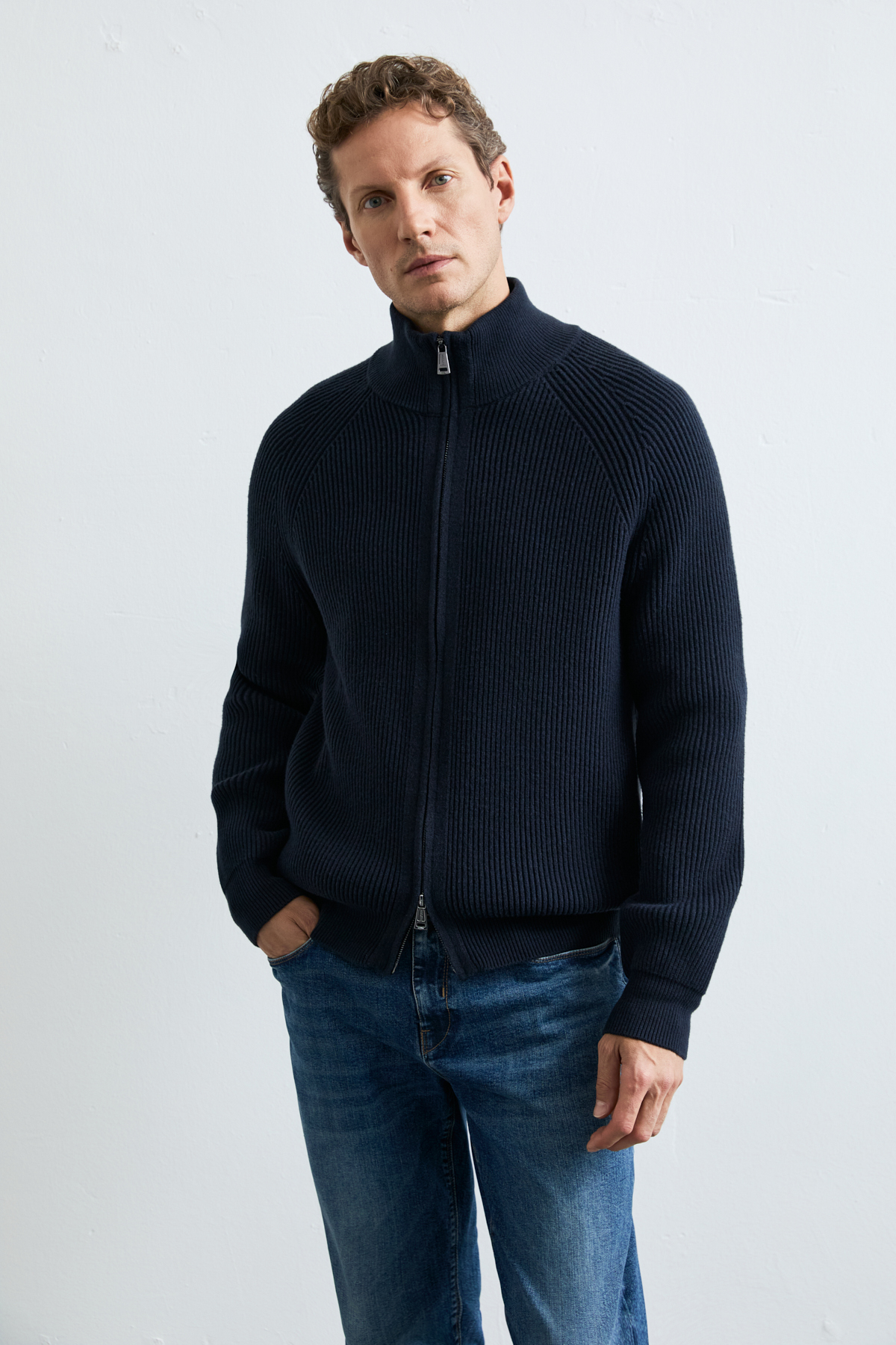 Male Cardigan Navy - LUFIAN