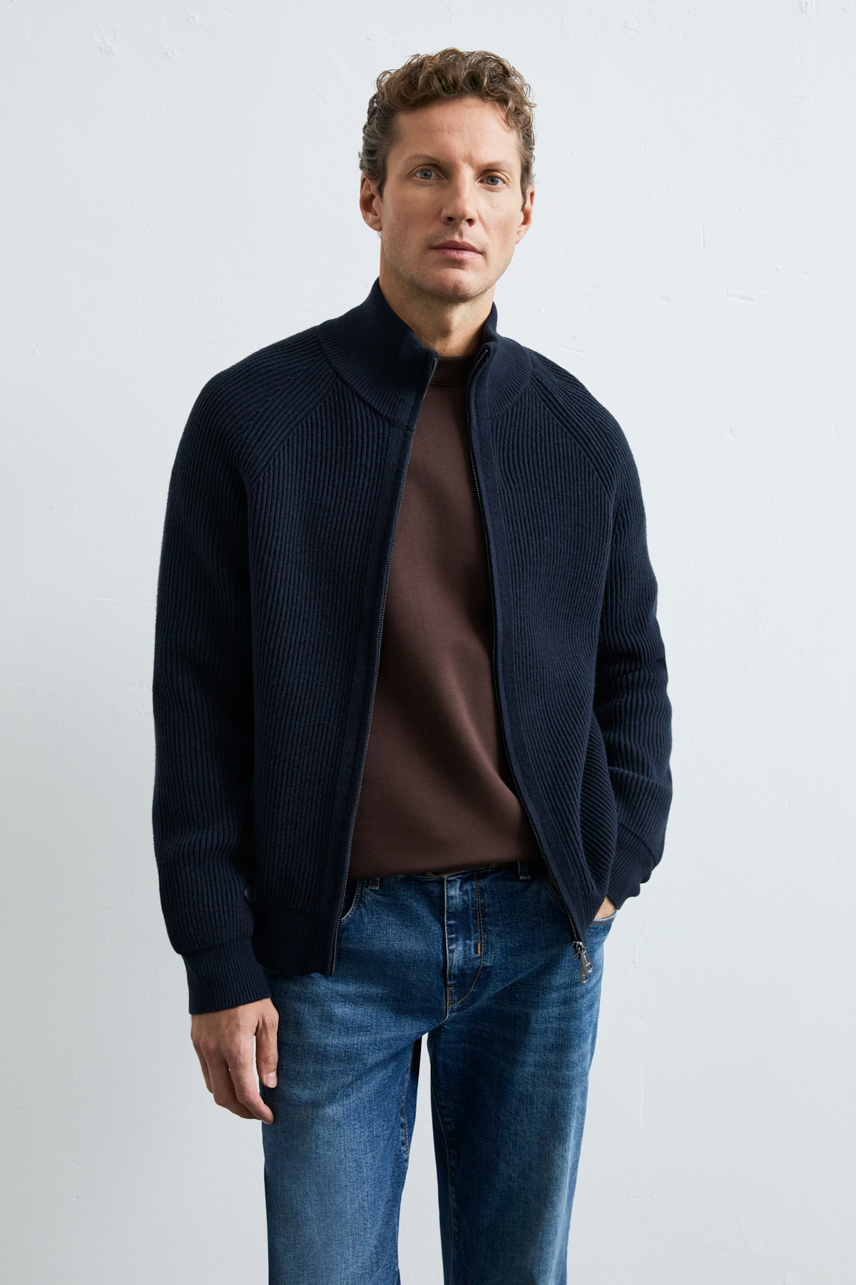 Male Cardigan Navy - LUFIAN