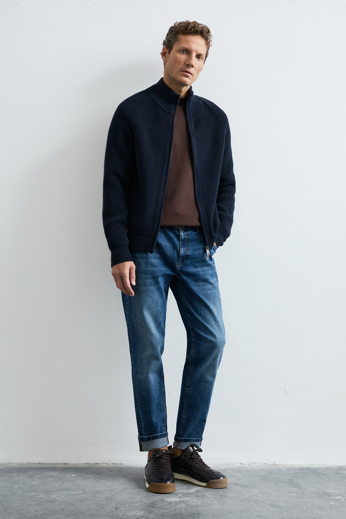Male Cardigan Navy - LUFIAN