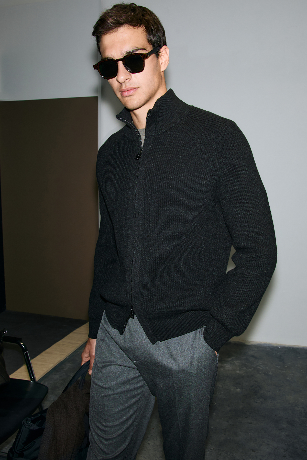 Male Cardigan Black - LUFIAN
