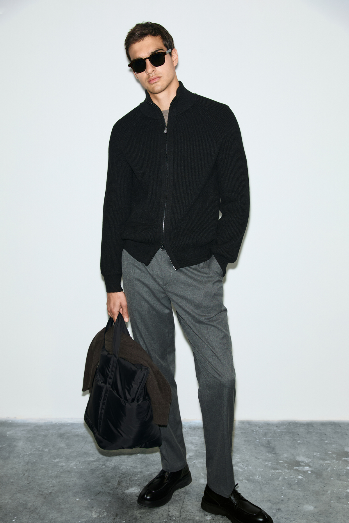 Male Cardigan Black - LUFIAN