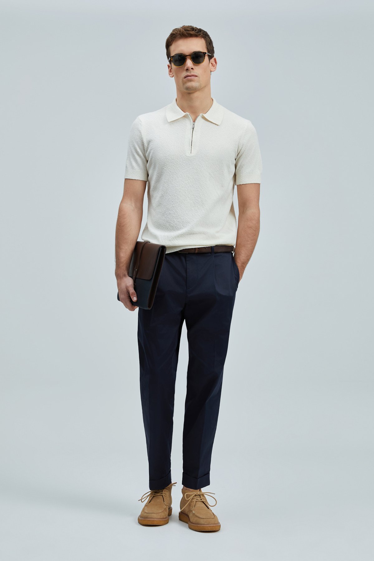 Aren Erkek Pamuklu Kazak Kırık Beyaz - Lufian