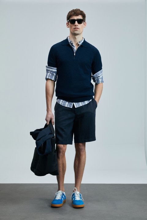 Aren Men's Cotton Sweater Navy Blue - Lufian